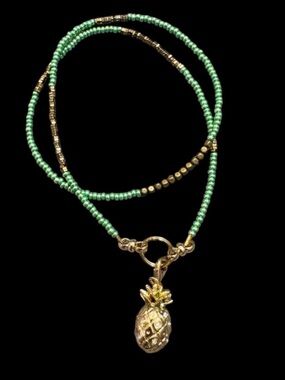 Green Beads and Pineapple Necklace.